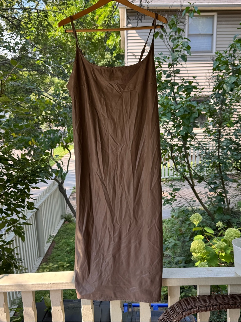 wild fable Brown faux leather Spaghetti-Strap Slip Dress